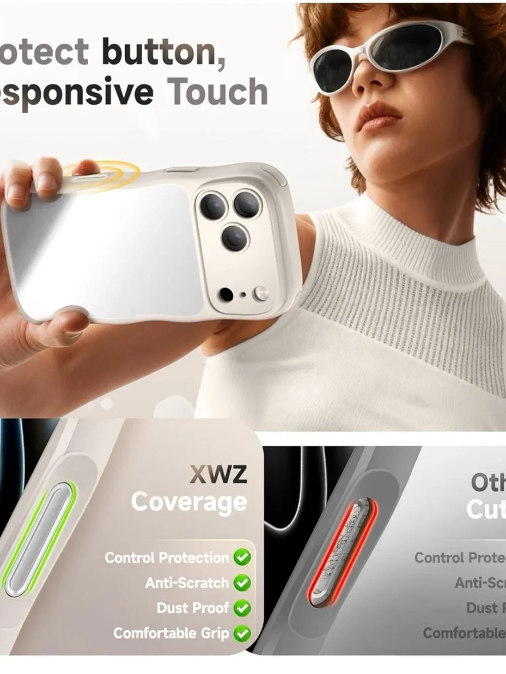 I phone 17 pro max case compatible with MagSafe stone Mirror cute wave design